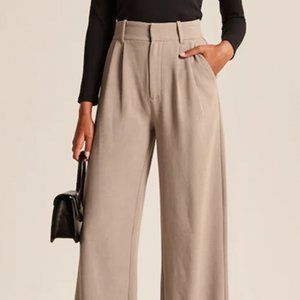 Abercrombie High Waisted Wide Leg Tan Pants